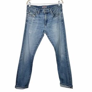 S.M.N Studio Denim Hunter Standard Slim Distressed Selvedge Jeans Men's 31x30